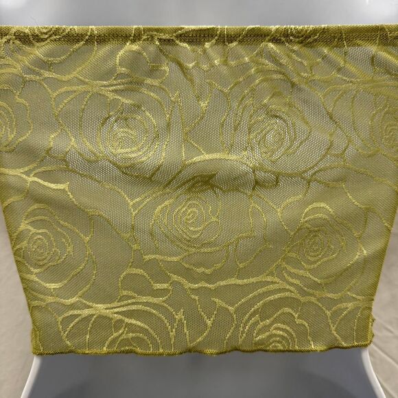 Fairycore Rose Mesh Tube Top XS Strapless Lace Twist Front Romantic - Picture 7 of 8